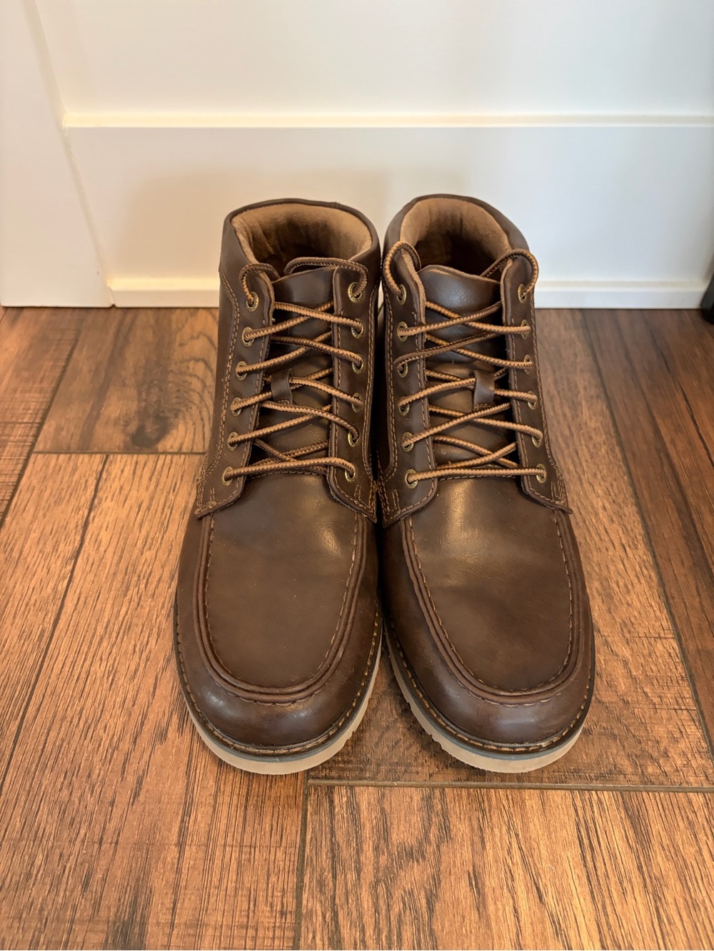 Men's Brown Leather Work Boots - Picture 3 of 4